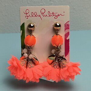 Lilly Pulitzer Full Bloom Earrings Tangelo Gold Tone Statement Elegant